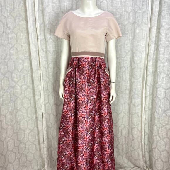 David Peck Pink Floral Gown Size 2 Silk Formal‎ Dress Floor Length - Picture 5 of 12